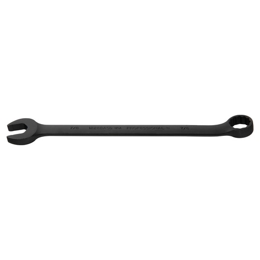 PROTO J1228BASD black combination wrench, 7/8 inch, flat lay on white background.