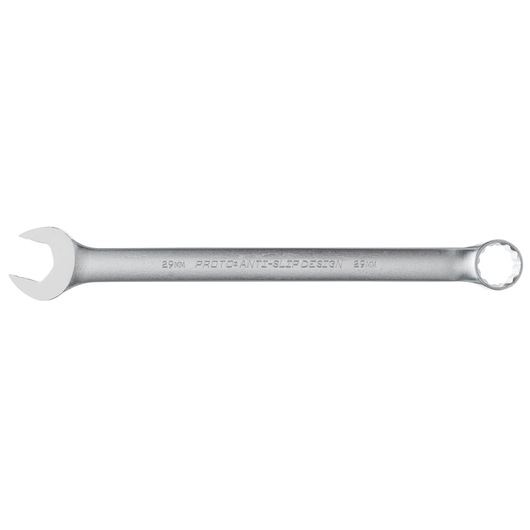 PROTO J1229MASD combination wrench with open and box ends, silver finish, 29mm size, top view on white.