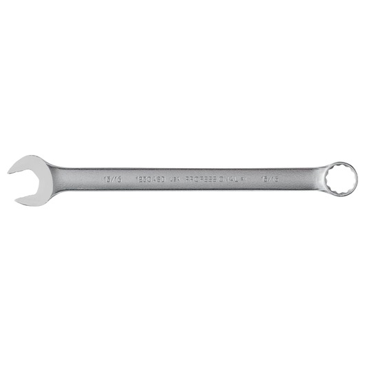 PROTO J1230ASD combination wrench, silver, open-end and box-end, product photo on white background.