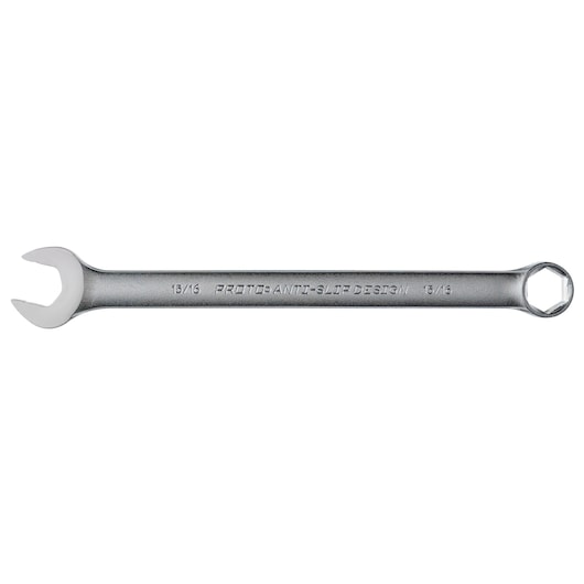 Photo of PROTO J1230HASD combination wrench in silver finish, flat lay on white background.