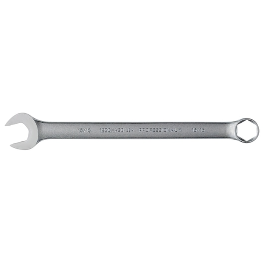 PROTO J1230HASD combination wrench, silver finish, open-end and box-end, side view on white background.