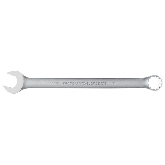 PROTO J1230MASD silver combination wrench 30mm, Anti-Slip Design, front angle on white background.