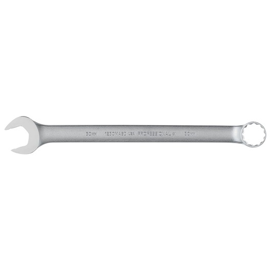 PROTO J1230MASD box and open-end wrench, 30mm, silver, photography, front angle on white background.