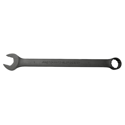 PROTO J1232BASD combination wrench with anti-slip design, matte black finish, white background, side view.