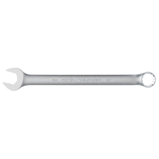 PROTO J1232MASD combination wrench, silver finish, box and open end, side view, on white background.