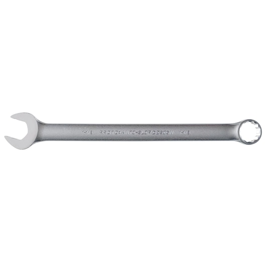 PROTO J1236ASD combination wrench with anti-slip design, silver, straight-on view on white background.