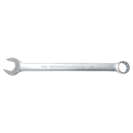 PROTO J1238ASD combination wrench, silver finish, box and open end, product photo on white background.