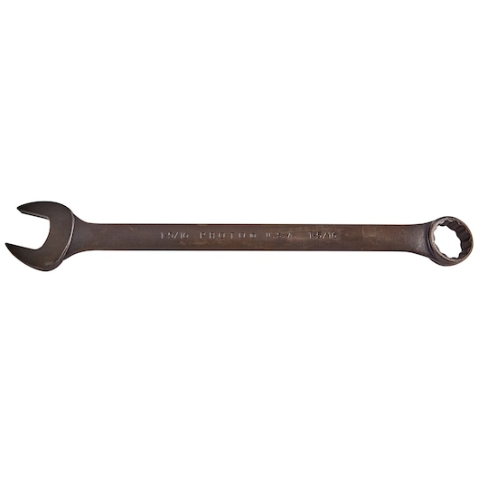 PROTO J1242B combination wrench, brown steel finish, open and box ends, front angle photography.