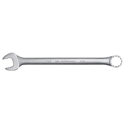 PROTO J1248 combination wrench with open and box end, silver finish, side angle on white background.