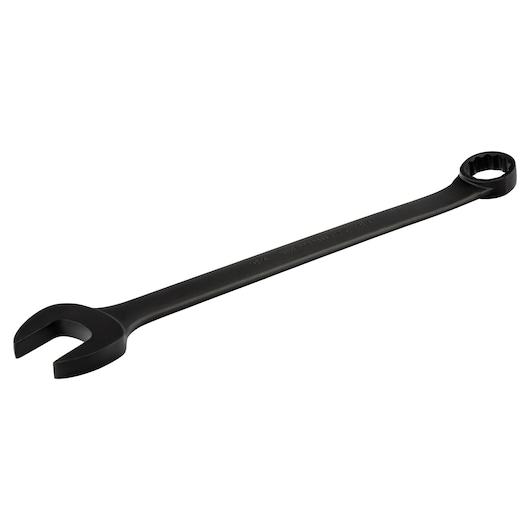 PROTO J1256B black combination wrench, front angle, open and box ends, on white background.