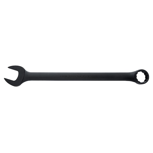 PROTO J1258B black combination wrench, side angle, open-end and box-end.