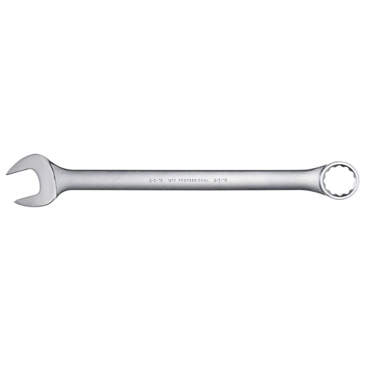 PROTO J1270 combination wrench, silver finish, open-end and box-end, side view on white background.