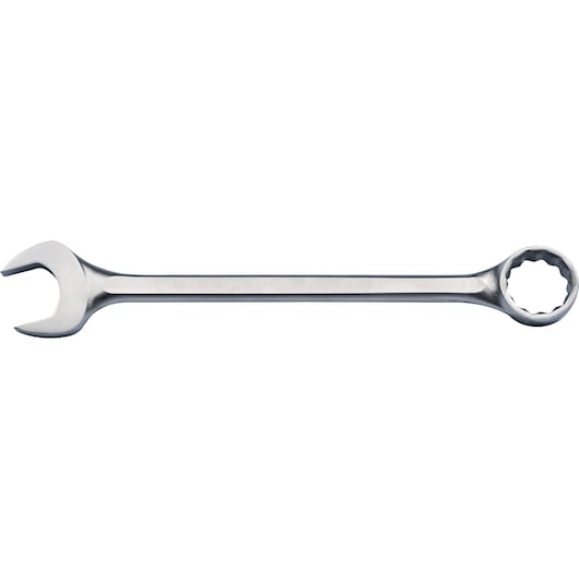 PROTO J1284 combination wrench, polished chrome finish, box and open ends, side angle on white background.