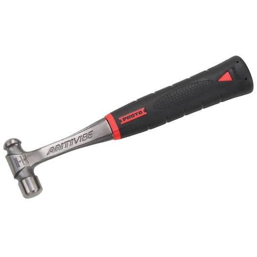 PROTO J1304AVP ball peen hammer with black and red antivibe handle, product photo on white background.