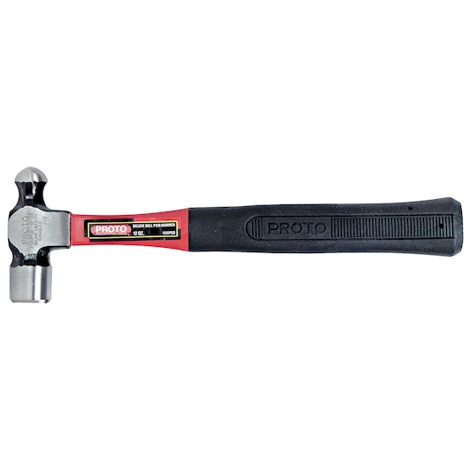 PROTO J1312PGD ball peen hammer with black and red handle, side view on white background.