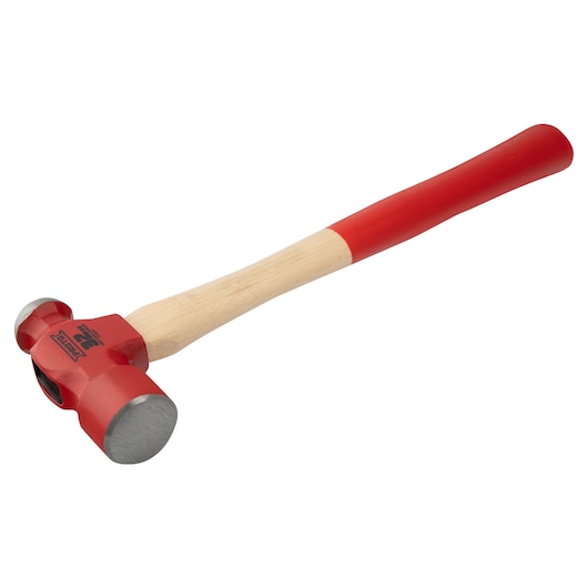PROTO J1332PD sledge hammer with red double-faced steel head and wooden handle, angled view on white background.