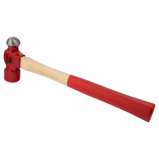 PROTO J1332PD ball peen hammer with red and natural wood handle, angled view on white background.