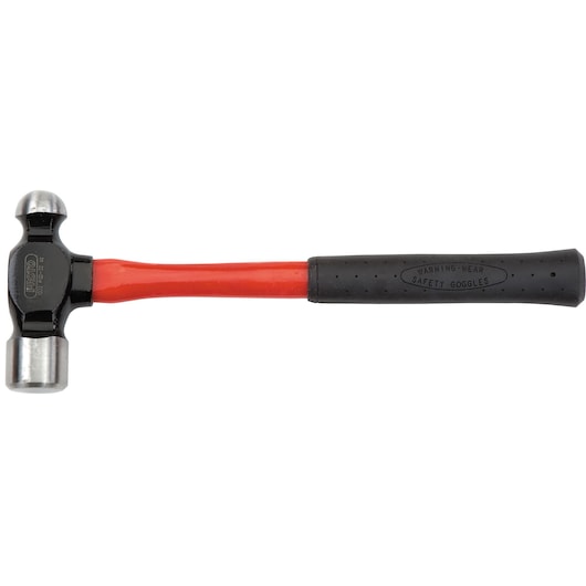 PROTO J1332PGD sledge hammer with black dual-faced head, red shaft, textured black grip, side view on white.