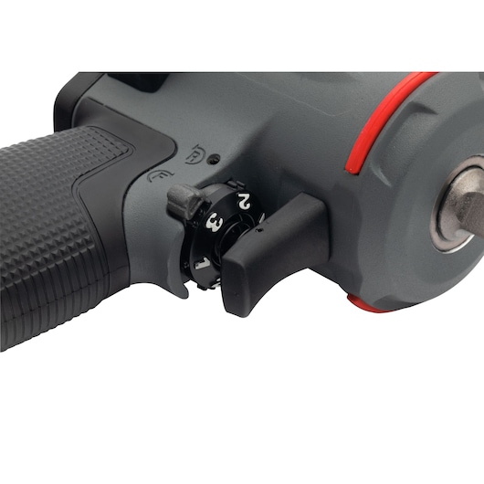 Close-up of the handle and control dial on a PROTO power tool, showing textured grip and numbered adjustment settings.