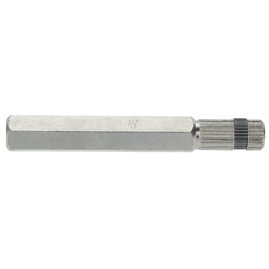 PROTO J140-38 metal hex socket bit with splined end, photography of tool on white background, side angle.