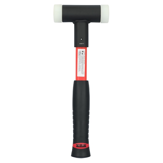 PROTO J1429DBA mallet with black and red handle and dual white heads, front view on white background