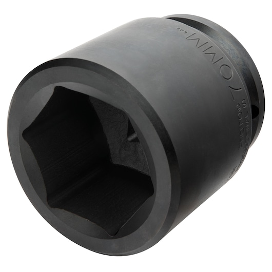 PROTO J15070M black impact socket, 70mm, hexagonal, close-up angle on white background.