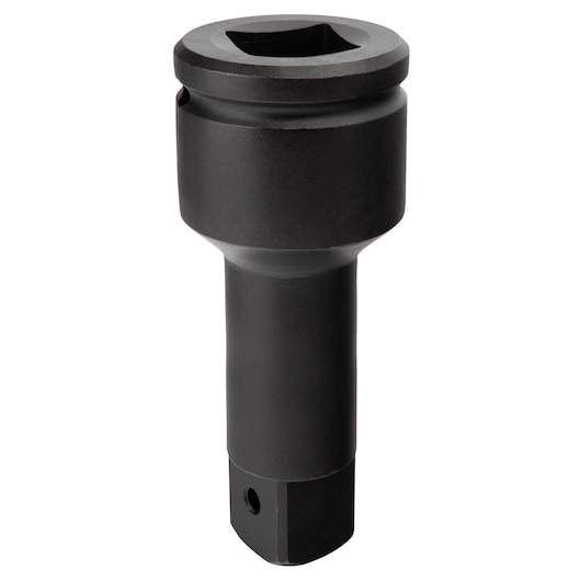 PROTO J15097P black steel impact socket adapter, cylindrical with square drive, photography on white background.