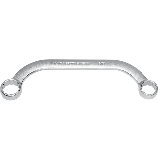 PROTO J1730 offset box end wrench, silver finish, two closed ends, top view, white background.
