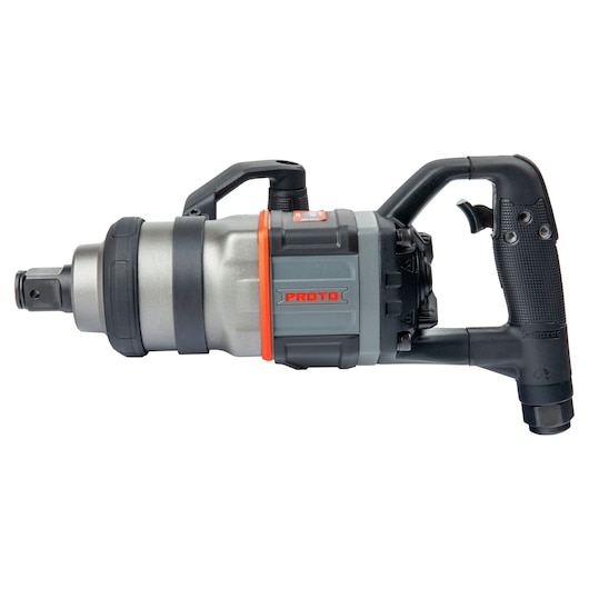 PROTO J199WD heavy-duty impact wrench, silver and black, side view, photography on white background.