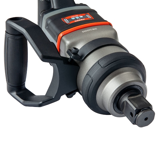 Close-up view of a PROTO heavy-duty power tool with ergonomic handle and metal components, designed for industrial applications.