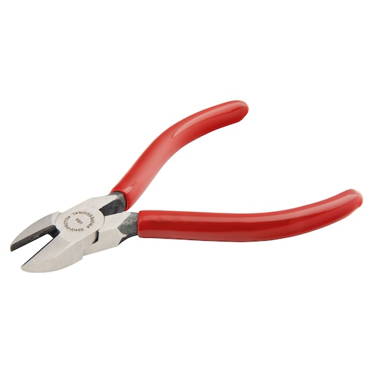 PROTO J204G diagonal cutting pliers with red insulated handles, side view on white background.