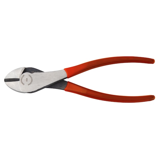 PROTO J209G diagonal cutting pliers with red handles, side view on white background.