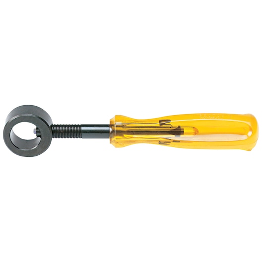 PROTO J2108 nut driver with yellow handle, side angle on white background.