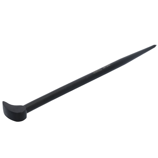 PROTO J2130A black aligning bar with curved end, side angle, photography on white background.