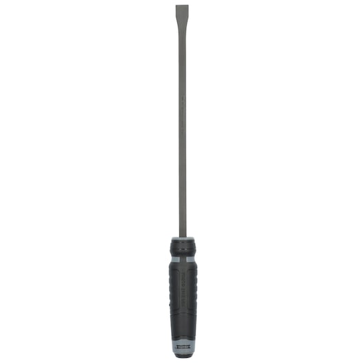 PROTO J2142 flathead screwdriver with black handle and long metal shaft, front angle on white background.