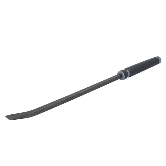 PROTO J2146 pry bar with black handle, angled tip, and gray accents, side angle on white background.