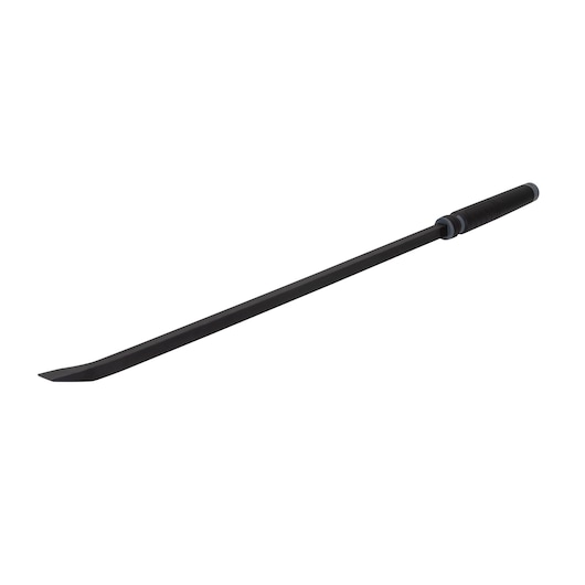 PROTO J2150 black pry bar with angled tip and textured handle, side angle on white background.