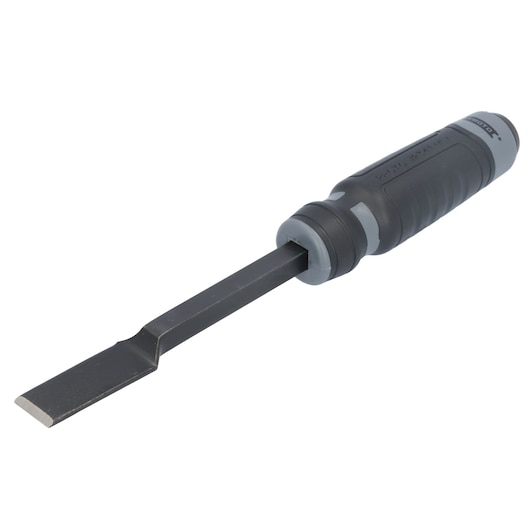 PROTO J2341 flat tip pry bar with black and gray handle, white background, angled view.