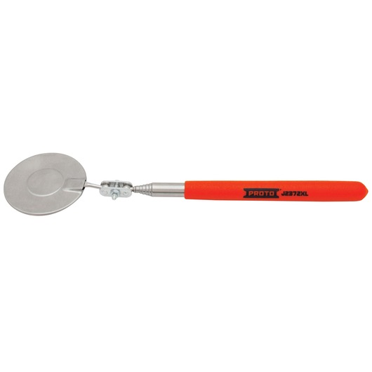 PROTO J2372XL inspection mirror with orange handle, side view, photography on white background.