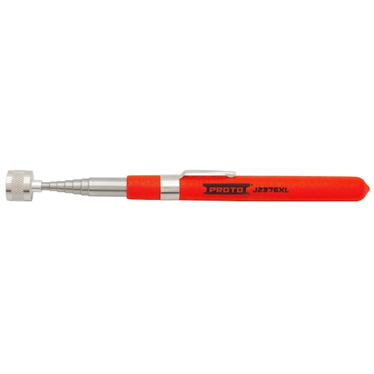 PROTO J2376XL telescoping magnetic pick-up tool with red handle, side view on white background.