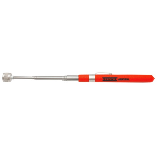 PROTO J2376XL telescoping magnetic pick-up tool with red handle, side view, white background.
