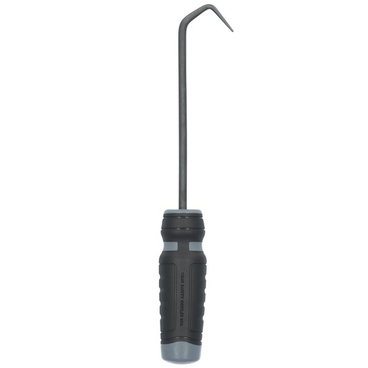 PROTO J2383 hook pick tool with black and gray handle, photographed upright on white background.