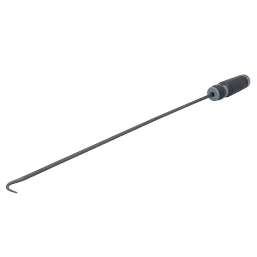 PROTO J2388 hook pick tool with black ergonomic handle, straight metal shaft, and curved tip, side angle.