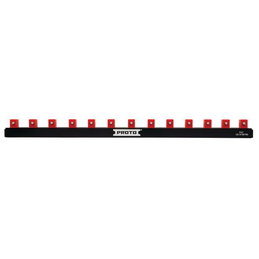 PROTO J2504RS socket rail, black bar with red clips, top view on white background.