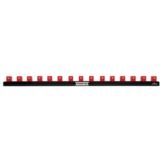 PROTO socket rail with red holders, SKU J2505RS, photography front angle on white background