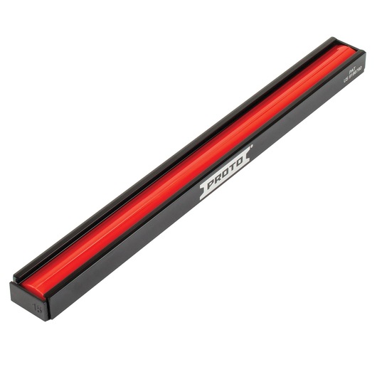 PROTO J2507R black and red socket holder rack, angled side view on white background.