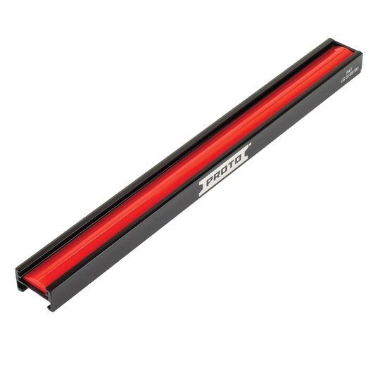 PROTO J2507R black and red metal socket rail holder, angled on white background.