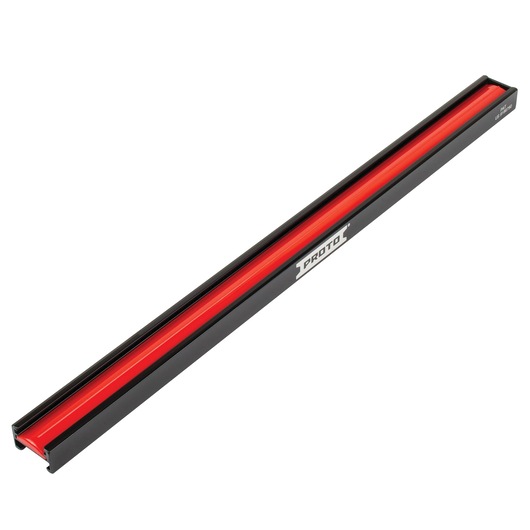 PROTO J2509R black and red socket rail, side angle, tool storage accessory, white background.