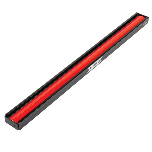 PROTO J2510R socket holder, black and red metal rail, top angle on white background.