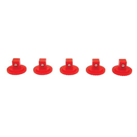 PROTO J2512S red square drive adapter caps, set of five, photography on white background, tool accessory.